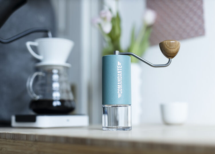 Blue Commandante manual coffee grinder